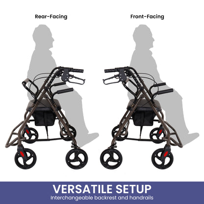 Orthonica Foldable Steel Frame Rollator Walker Lightweight Mobility Aid in Grey V240-FRW-MAS-01L-GY