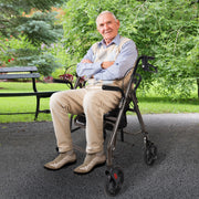 Orthonica Foldable Steel Frame Rollator Walker Lightweight Mobility Aid in Grey V240-FRW-MAS-01L-GY