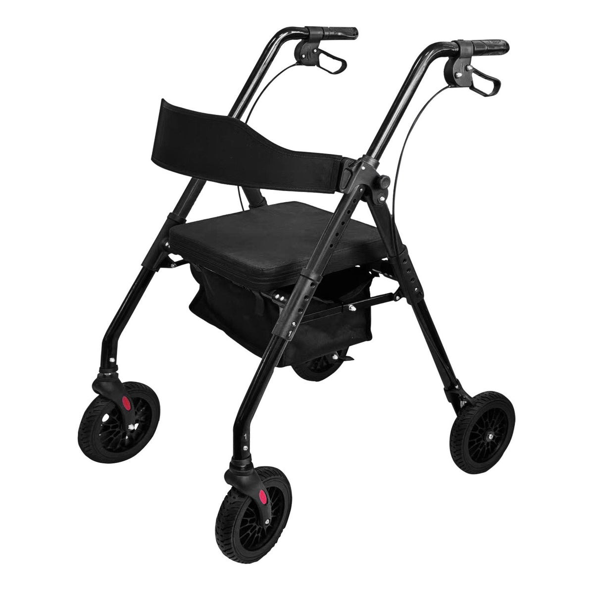 Orthonica Foldable Mobility Steel Rollator 136kg Max Capacity Black V240-FRW-MAS-029-BK