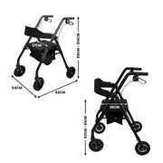 Orthonica Foldable Mobility Steel Rollator 136kg Max Capacity Black V240-FRW-MAS-029-BK