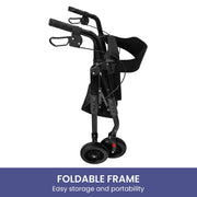 Orthonica Foldable Mobility Steel Rollator 136kg Max Capacity Black V240-FRW-MAS-029-BK