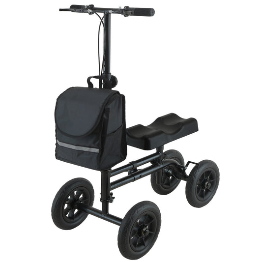 Orthonica Mobility Steel Knee Scooter Walker Steerable Ergonomic Foldable Scooter 10-inch Wheels Height V240-FRW-MAS-06L-BK