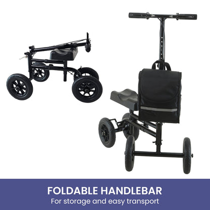 Orthonica Mobility Steel Knee Scooter Walker Steerable Ergonomic Foldable Scooter 10-inch Wheels Height V240-FRW-MAS-06L-BK
