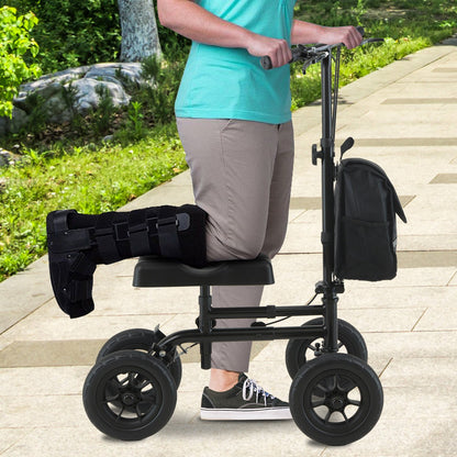 Orthonica Mobility Steel Knee Scooter Walker Steerable Ergonomic Foldable Scooter 10-inch Wheels Height V240-FRW-MAS-06L-BK
