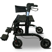 Orthonica Aluminium 2-in-1 Rollator Wheelchair with Foldable Frame - Black & Silver V240-FRW-MAS-2N1-BK
