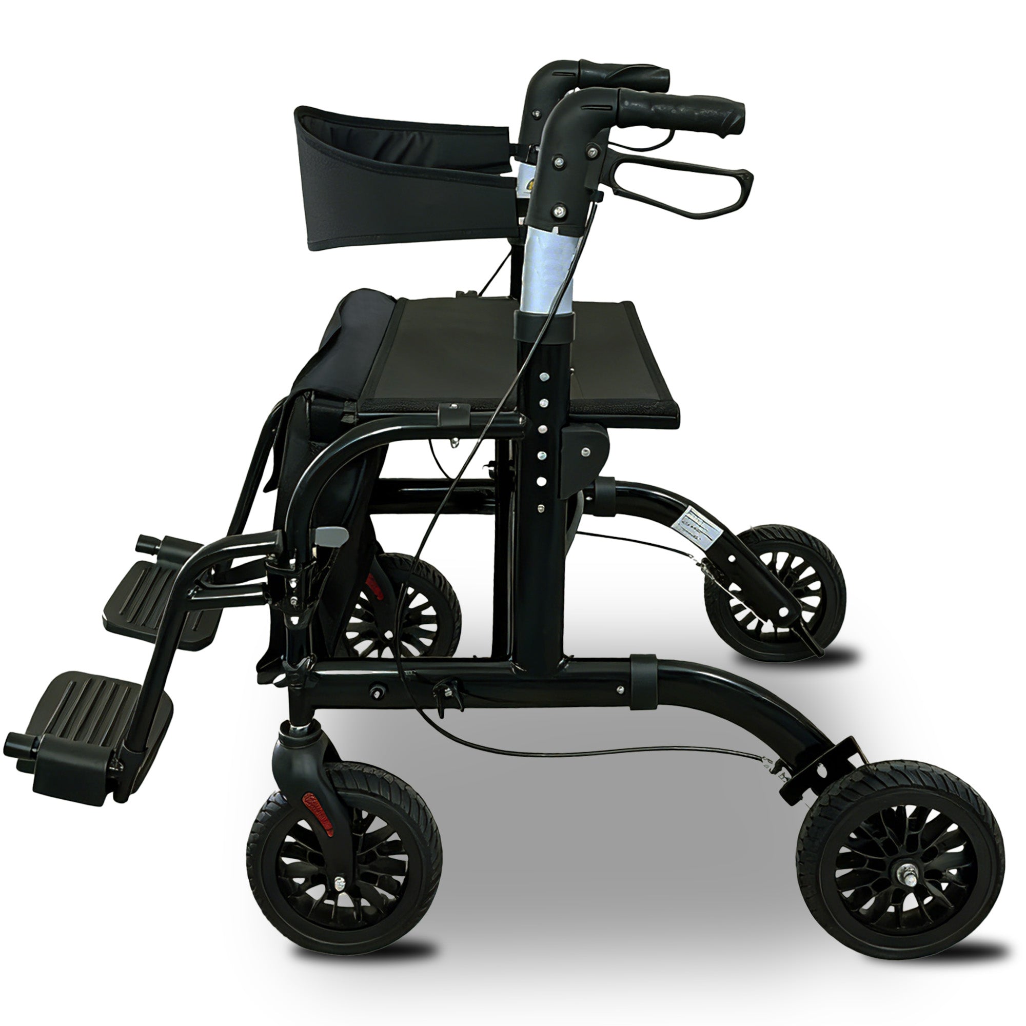 Orthonica Aluminium 2-in-1 Rollator Wheelchair with Foldable Frame - Black & Silver V240-FRW-MAS-2N1-BK
