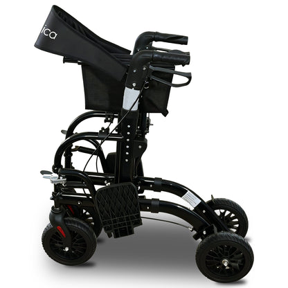 Orthonica Aluminium 2-in-1 Rollator Wheelchair with Foldable Frame - Black & Silver V240-FRW-MAS-2N1-BK