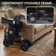 Orthonica Aluminium 2-in-1 Rollator Wheelchair with Foldable Frame - Black & Silver V240-FRW-MAS-2N1-BK