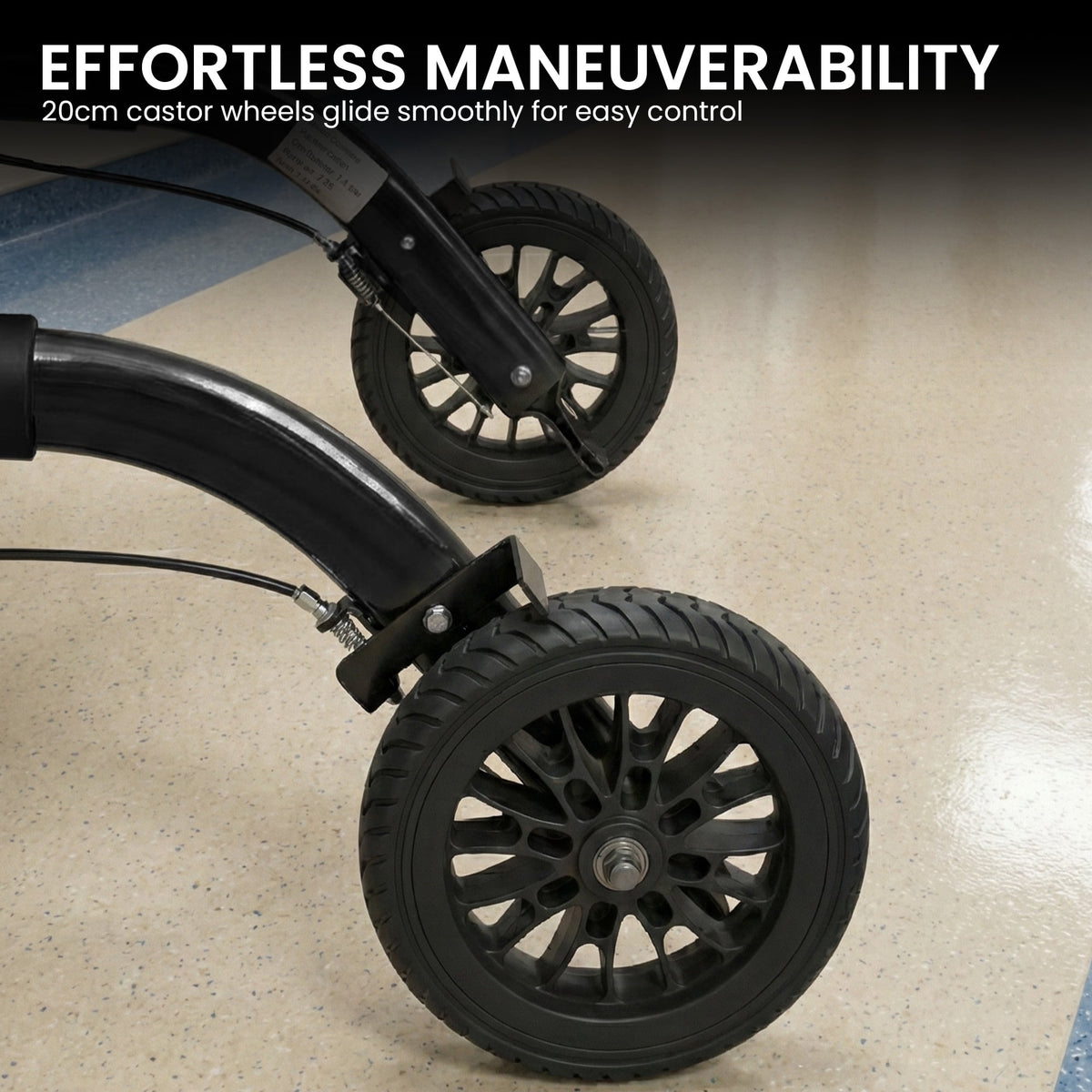 Orthonica Aluminium 2-in-1 Rollator Wheelchair with Foldable Frame - Black & Silver V240-FRW-MAS-2N1-BK