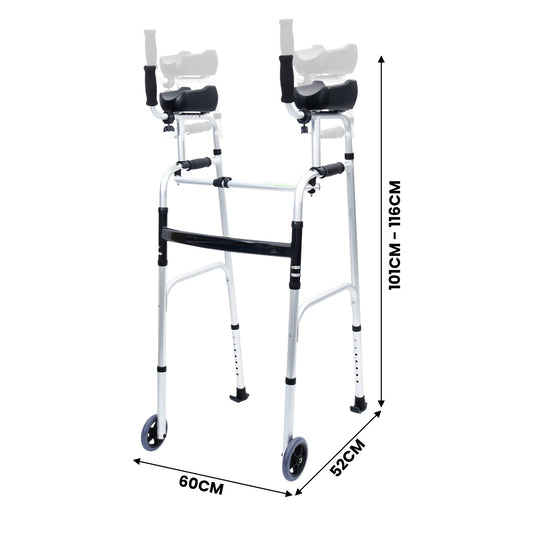 Orthonica Folding Rollator Walker Aluminium Adjustable Handles With Cane Box V240-FRW-MAS-30-508L