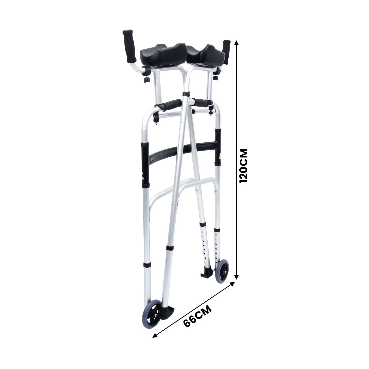 Orthonica Folding Rollator Walker Aluminium Adjustable Handles With Cane Box V240-FRW-MAS-30-508L