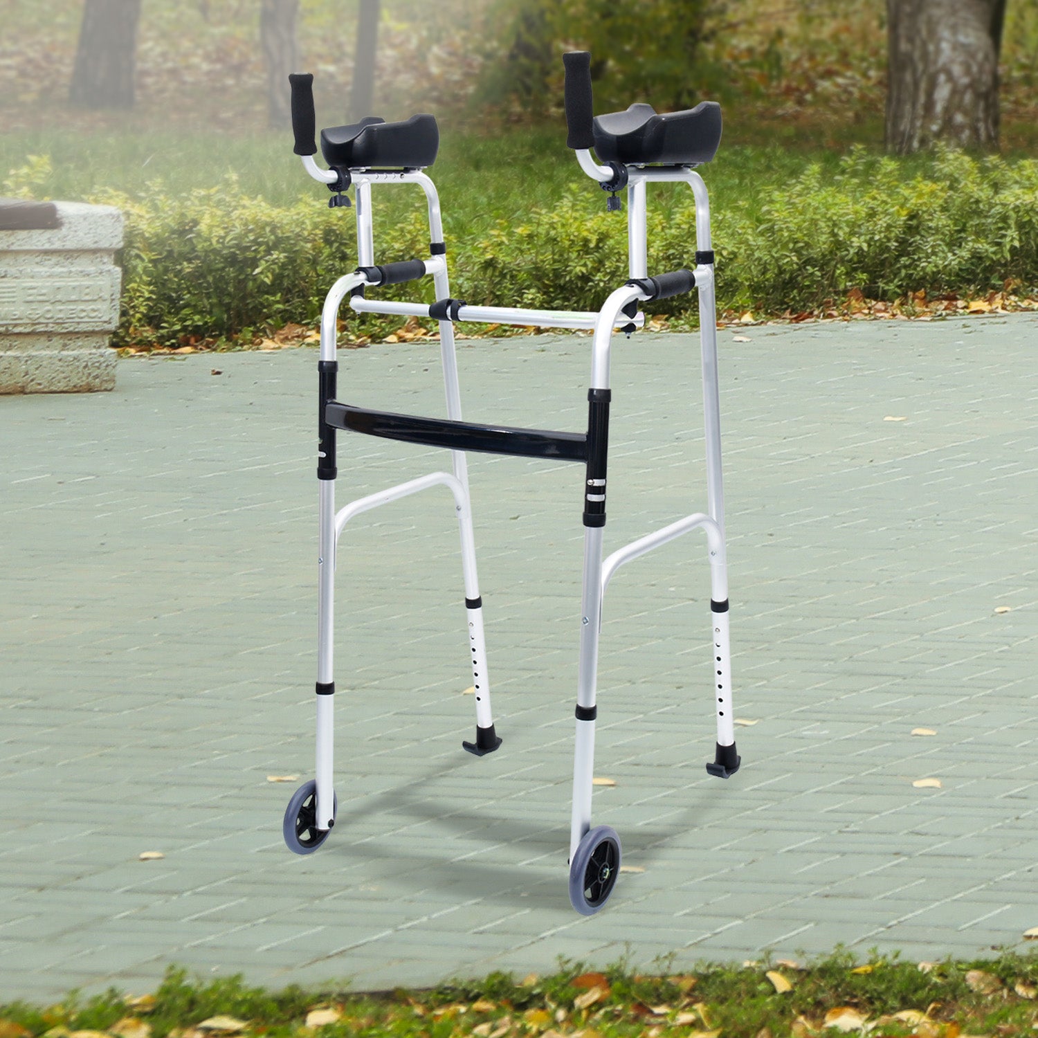 Orthonica Folding Rollator Walker Aluminium Adjustable Handles With Cane Box V240-FRW-MAS-30-508L