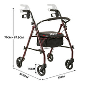 Orthonica Foldable Steel Frame Rollator 4-wheel Walker V240-FRW-MAS-30-STL