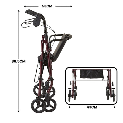 Orthonica Foldable Steel Frame Rollator 4-wheel Walker V240-FRW-MAS-30-STL