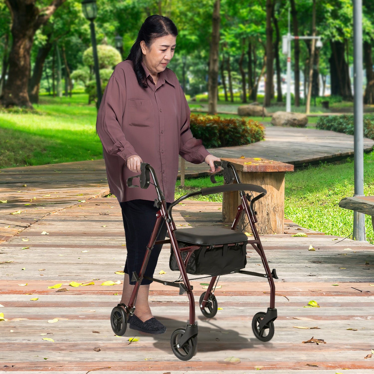 Orthonica Foldable Steel Frame Rollator 4-wheel Walker V240-FRW-MAS-30-STL