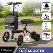 Orthonica Knee Walker with Adjustable Pad and Dual Brakes V240-FRW-MAS-3510-BK