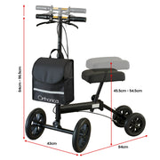 Orthonica Knee Walker with Adjustable Pad and Dual Brakes V240-FRW-MAS-3510-BK