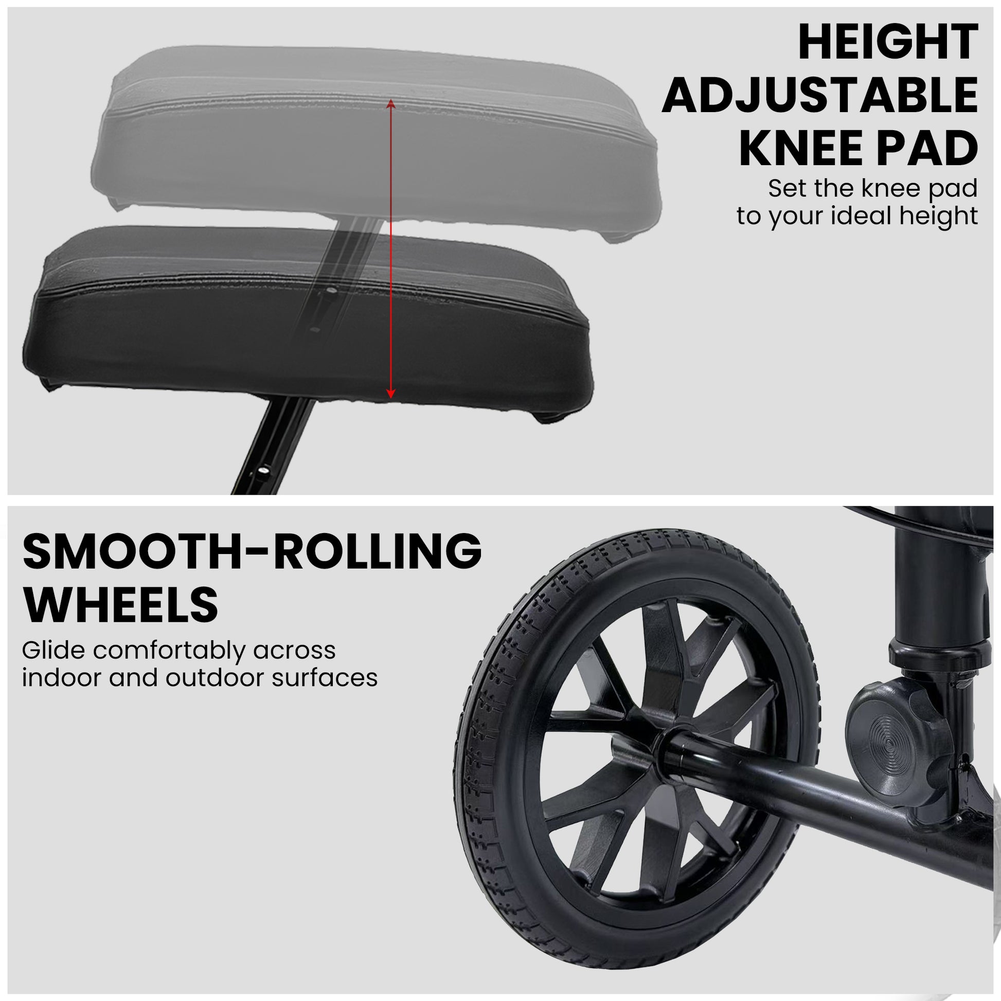 Orthonica Knee Walker with Adjustable Pad and Dual Brakes V240-FRW-MAS-3510-BK