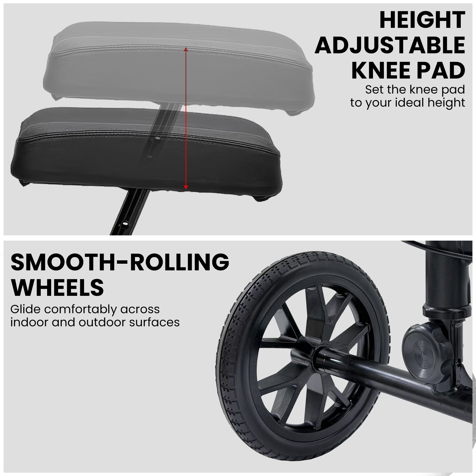 Orthonica Knee Walker with Adjustable Pad and Dual Brakes V240-FRW-MAS-3510-BK