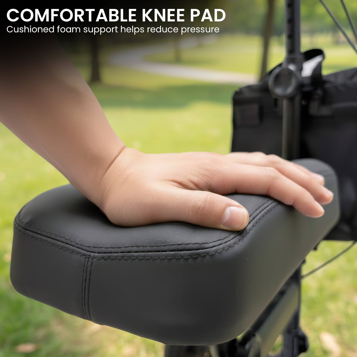Orthonica Knee Walker with Adjustable Pad and Dual Brakes V240-FRW-MAS-3510-BK