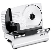 Pronti White Electric Food Slicer 200W with Adjustable Thickness 1 to 15mm Serrated and Fine Edge Stainless V240-FS-190-2A