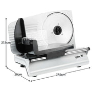 Pronti White Electric Food Slicer 200W with Adjustable Thickness 1 to 15mm Serrated and Fine Edge Stainless V240-FS-190-2A