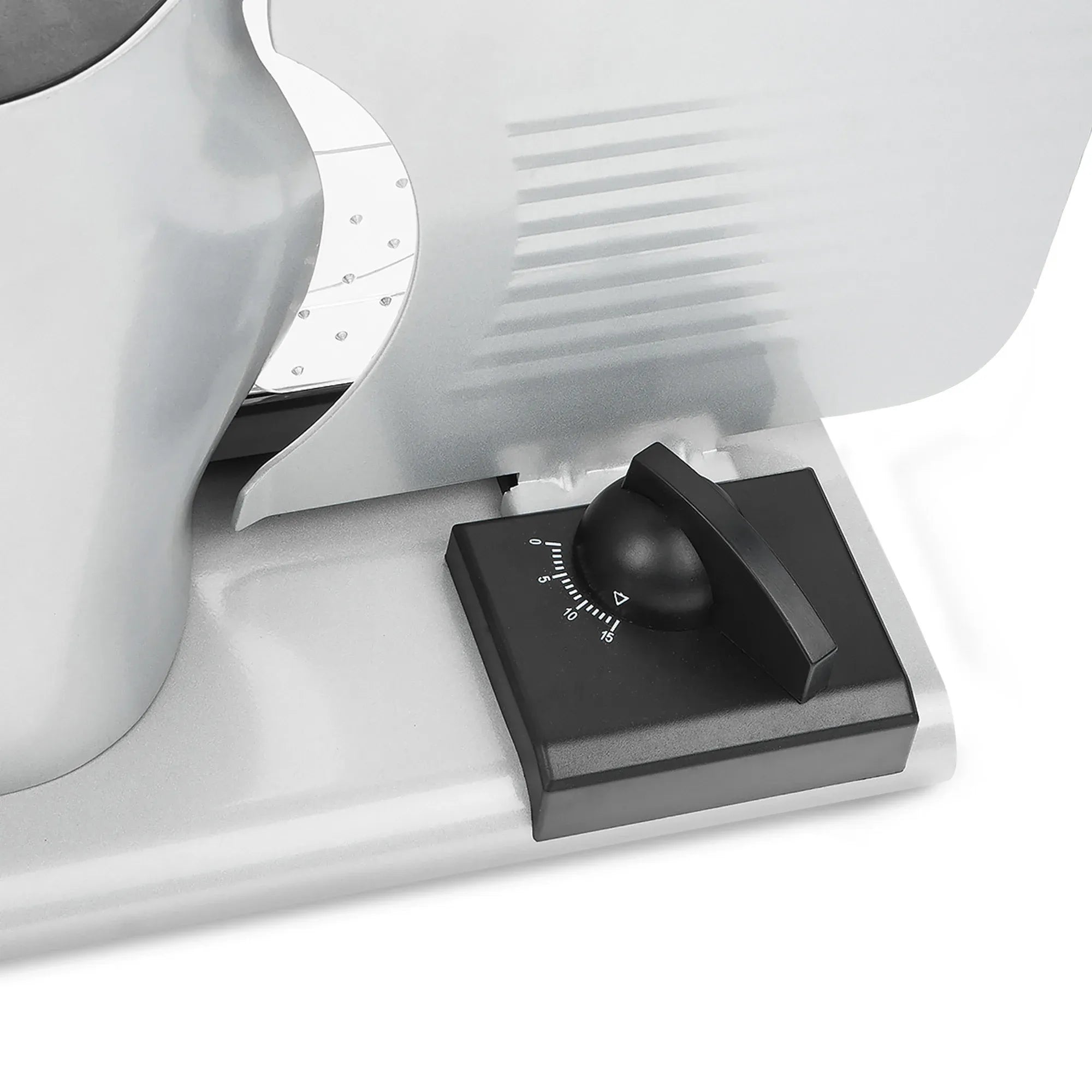 Pronti White Electric Food Slicer 200W with Adjustable Thickness 1 to 15mm Serrated and Fine Edge Stainless V240-FS-190-2A