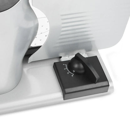 Pronti White Electric Food Slicer 200W with Adjustable Thickness 1 to 15mm Serrated and Fine Edge Stainless V240-FS-190-2A