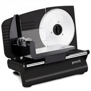 Pronti Black Electric Food Slicer 200W with Adjustable Thickness 1 to 15mm Serrated and Fine Edge Stainless V240-FS-190-2A-BK