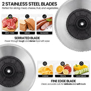 Pronti Black Electric Food Slicer 200W with Adjustable Thickness 1 to 15mm Serrated and Fine Edge Stainless V240-FS-190-2A-BK