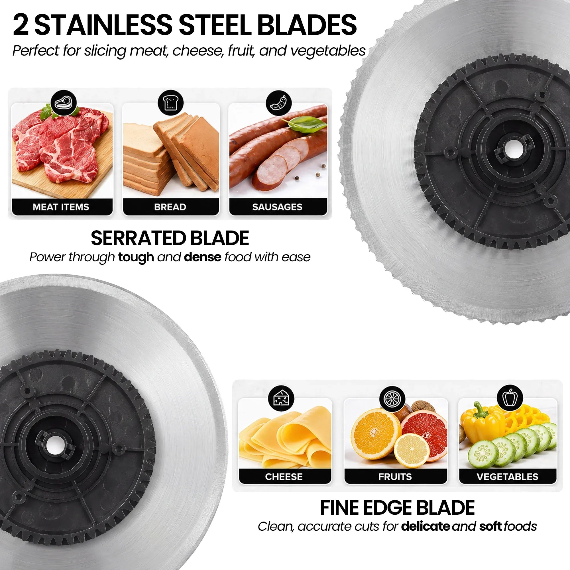 Pronti Black Electric Food Slicer 200W with Adjustable Thickness 1 to 15mm Serrated and Fine Edge Stainless V240-FS-190-2A-BK