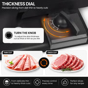 Pronti Black Electric Food Slicer 200W with Adjustable Thickness 1 to 15mm Serrated and Fine Edge Stainless V240-FS-190-2A-BK