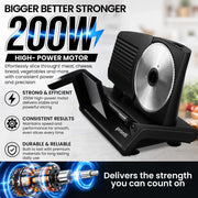Pronti Black Electric Food Slicer 200W with Adjustable Thickness 1 to 15mm Serrated and Fine Edge Stainless V240-FS-190-2A-BK