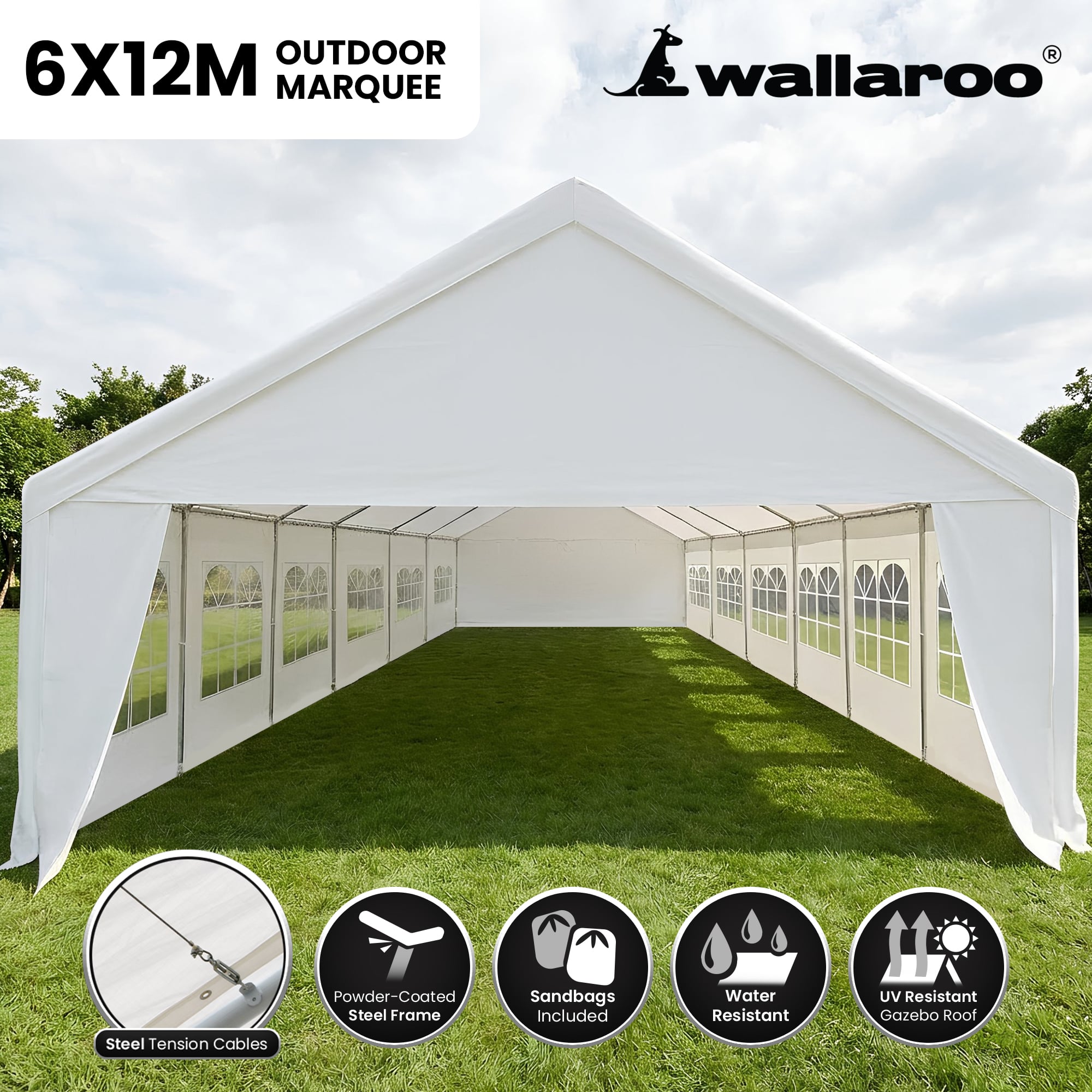 Wallaroo 12m x 6m outdoor event marquee carport tent V240-GAZ-CPT-612