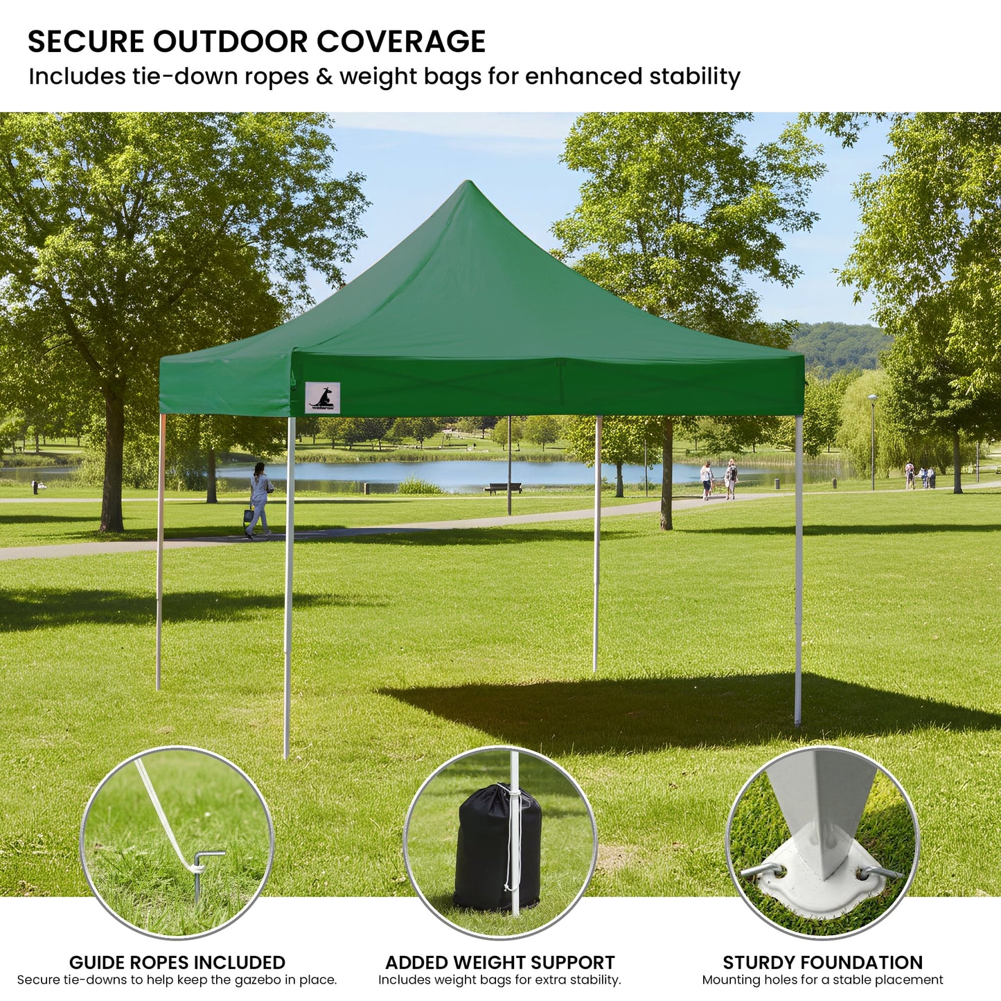 Wallaroo Gazebo Tent Marquee 3x3 Popup Outdoor - Green V240-GAZ-POP-3X3-GN