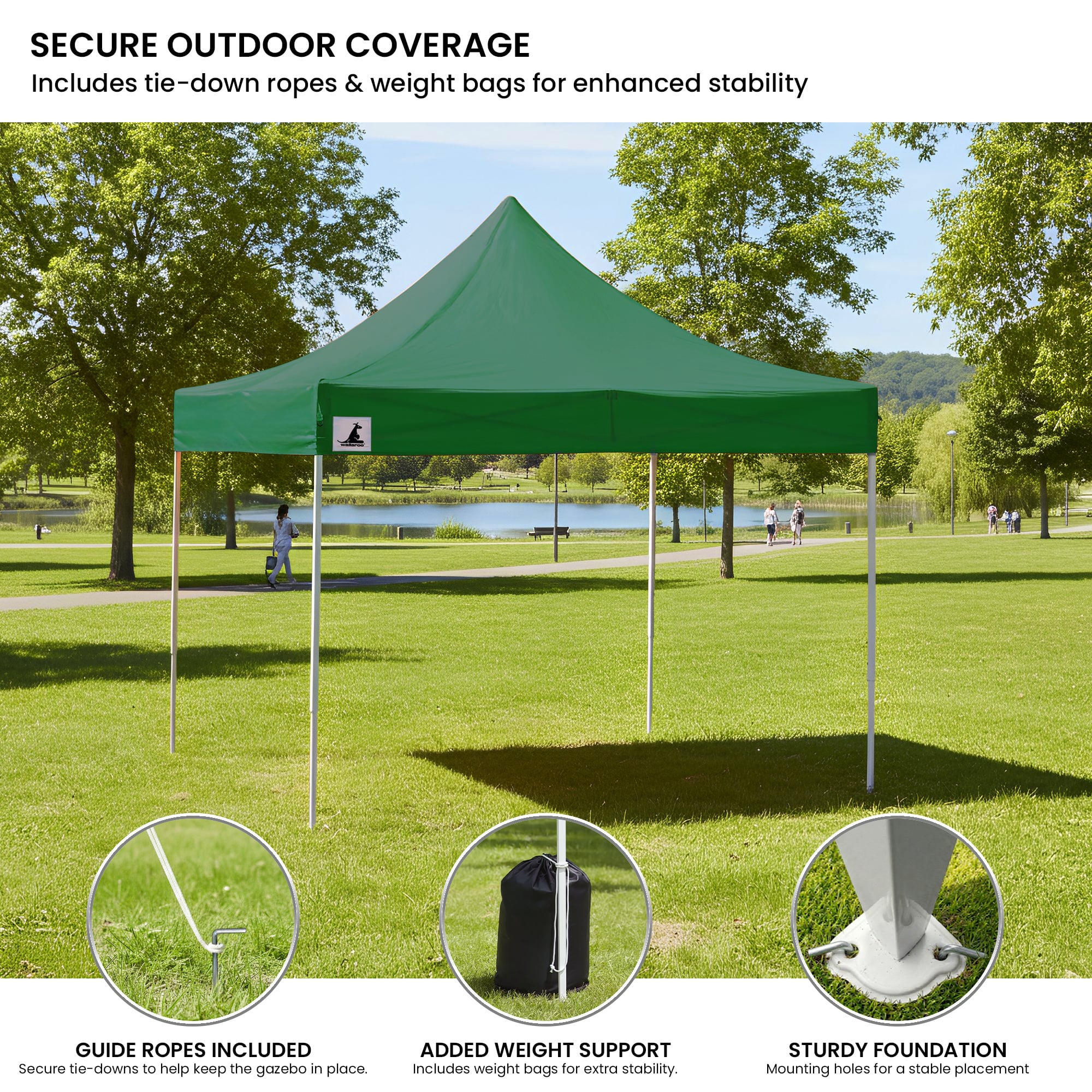 Wallaroo Gazebo Tent Marquee 3x3 Popup Outdoor - Green V240-GAZ-POP-3X3-GN