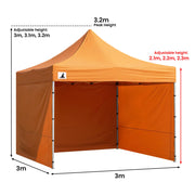 Wallaroo Gazebo Tent Marquee 3x3 PopUp Outdoor - Orange V240-GAZ-POP-3X3-OR