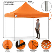 Wallaroo Gazebo Tent Marquee 3x3 PopUp Outdoor - Orange V240-GAZ-POP-3X3-OR