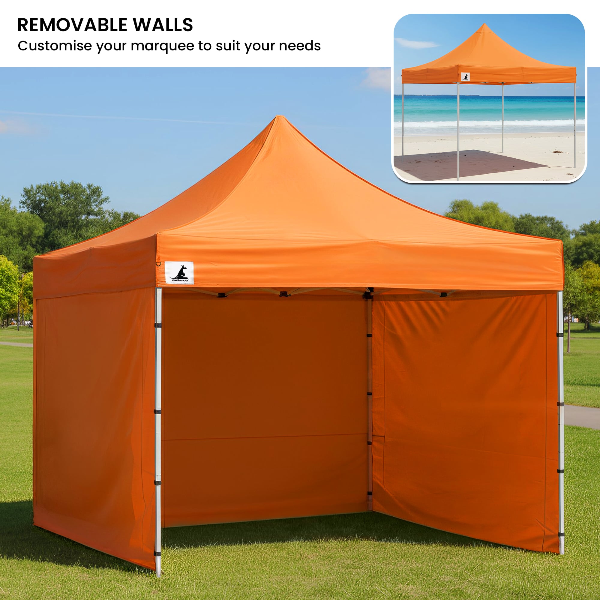 Wallaroo Gazebo Tent Marquee 3x3 PopUp Outdoor - Orange V240-GAZ-POP-3X3-OR