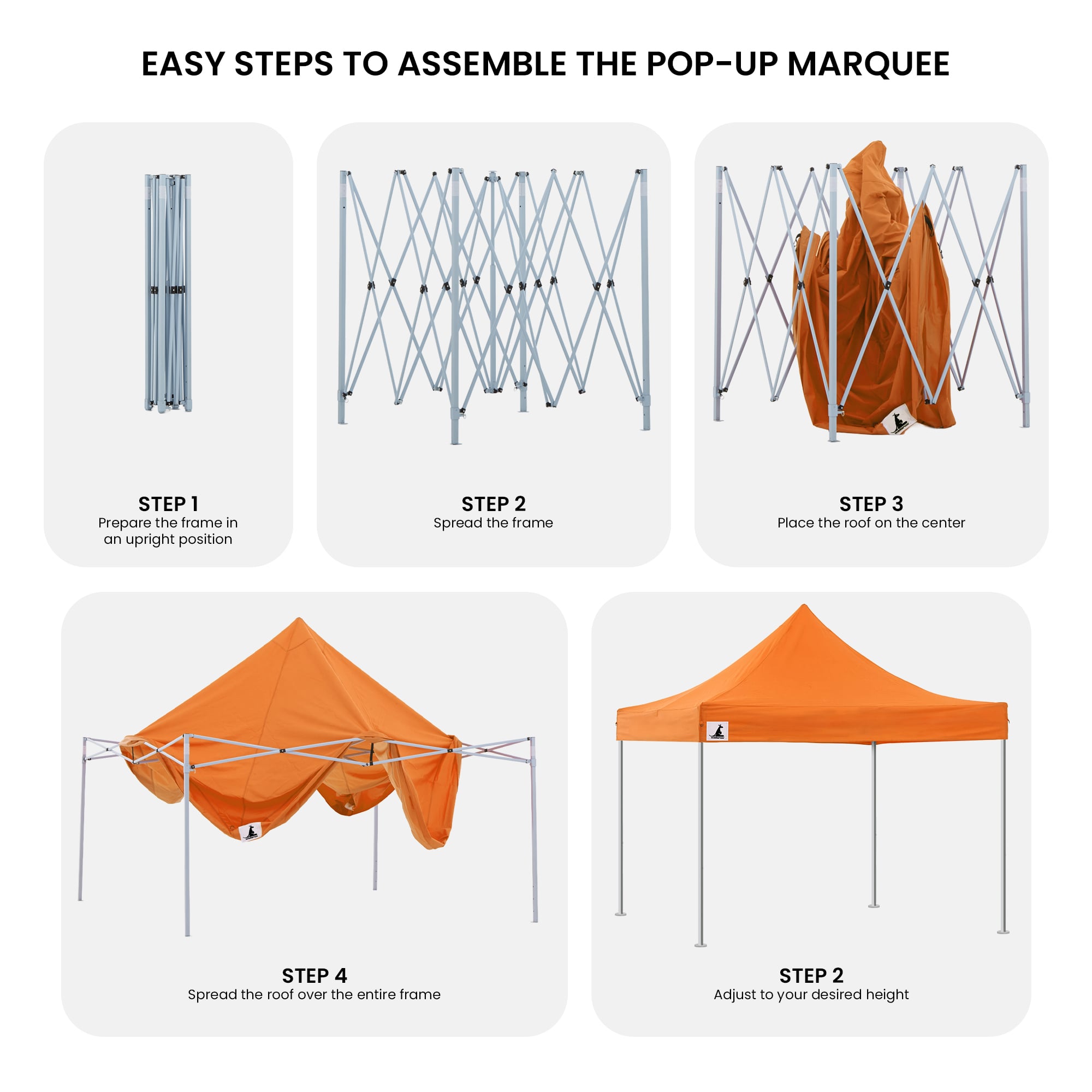 Wallaroo Gazebo Tent Marquee 3x3 PopUp Outdoor - Orange V240-GAZ-POP-3X3-OR