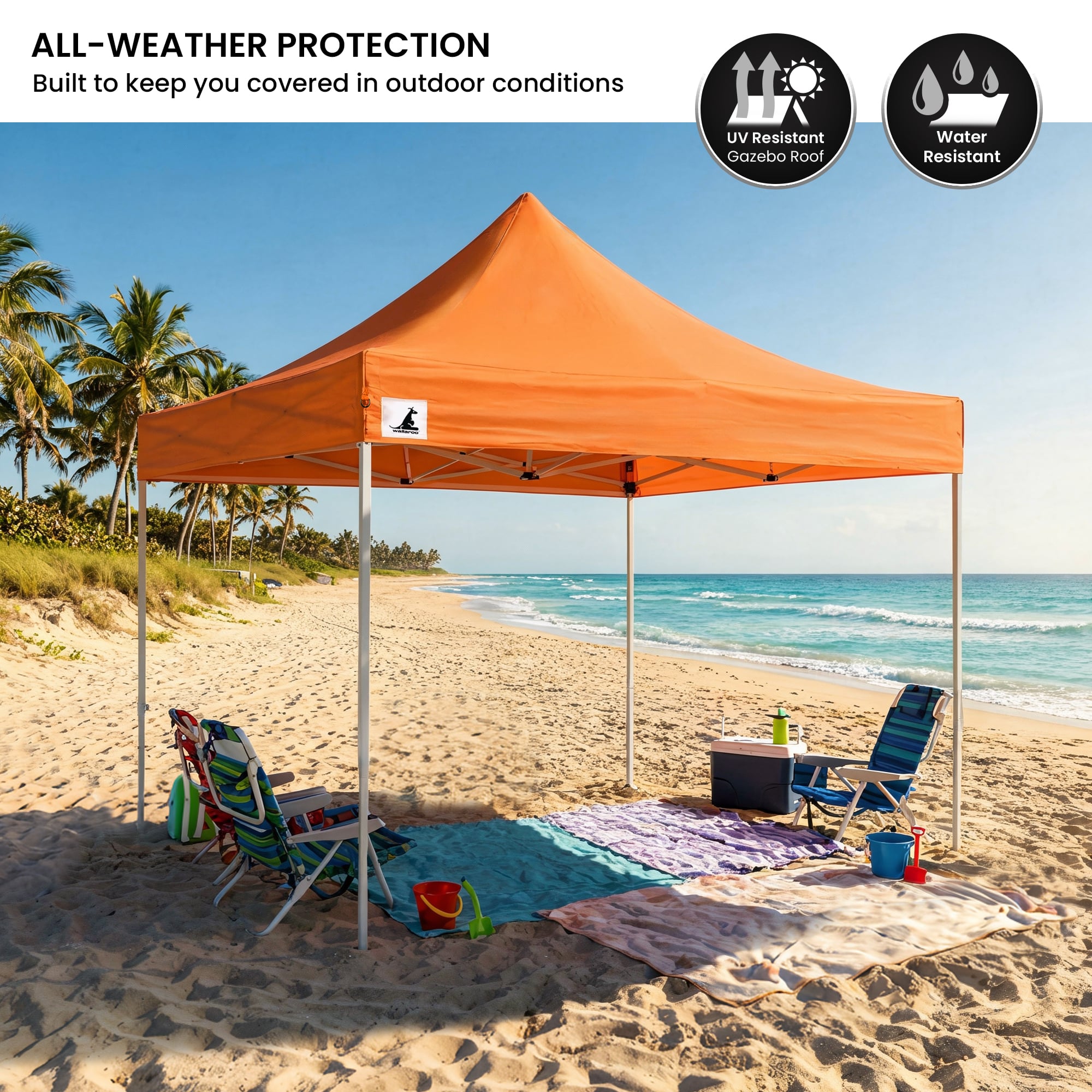 Wallaroo Gazebo Tent Marquee 3x3 PopUp Outdoor - Orange V240-GAZ-POP-3X3-OR