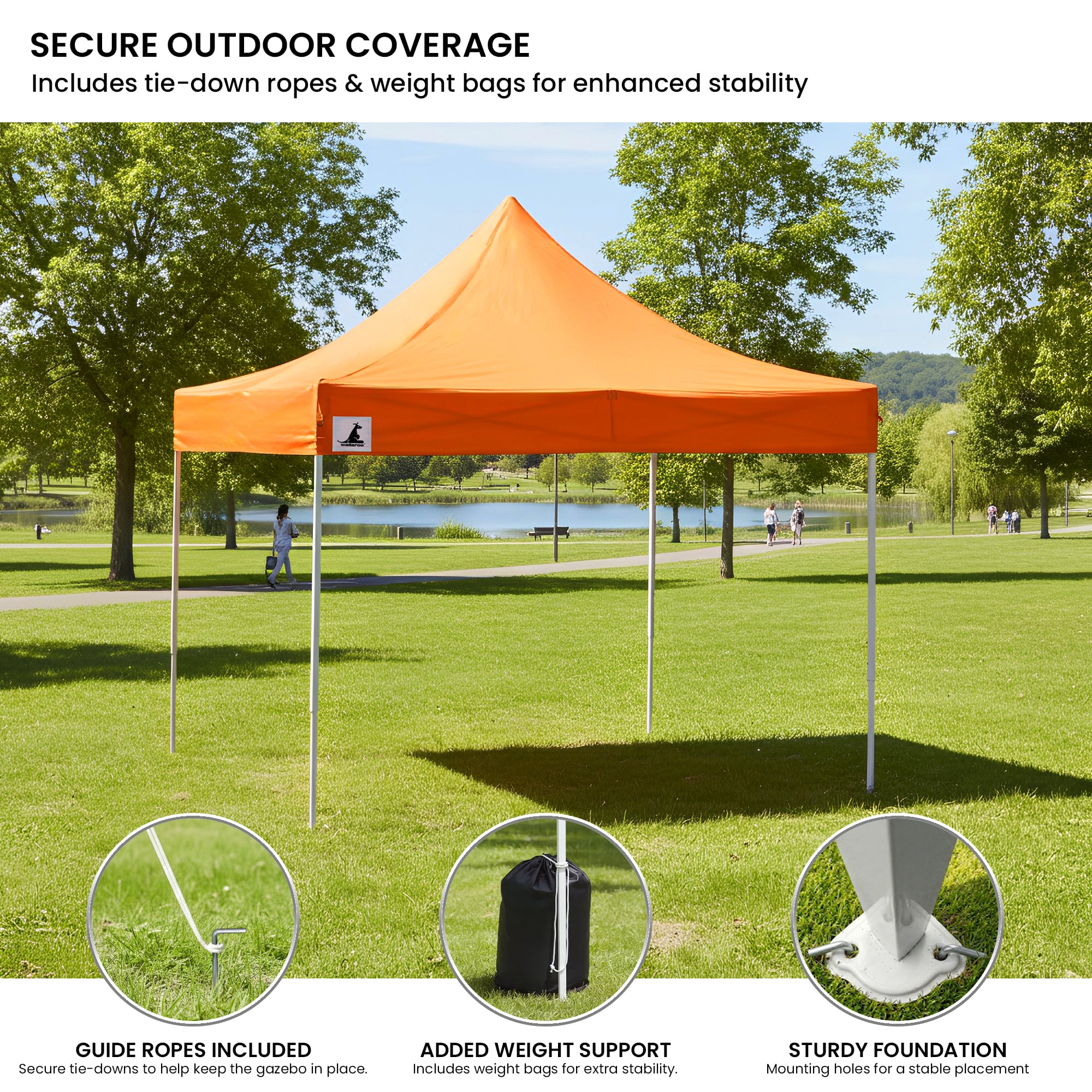 Wallaroo Gazebo Tent Marquee 3x3 PopUp Outdoor - Orange V240-GAZ-POP-3X3-OR