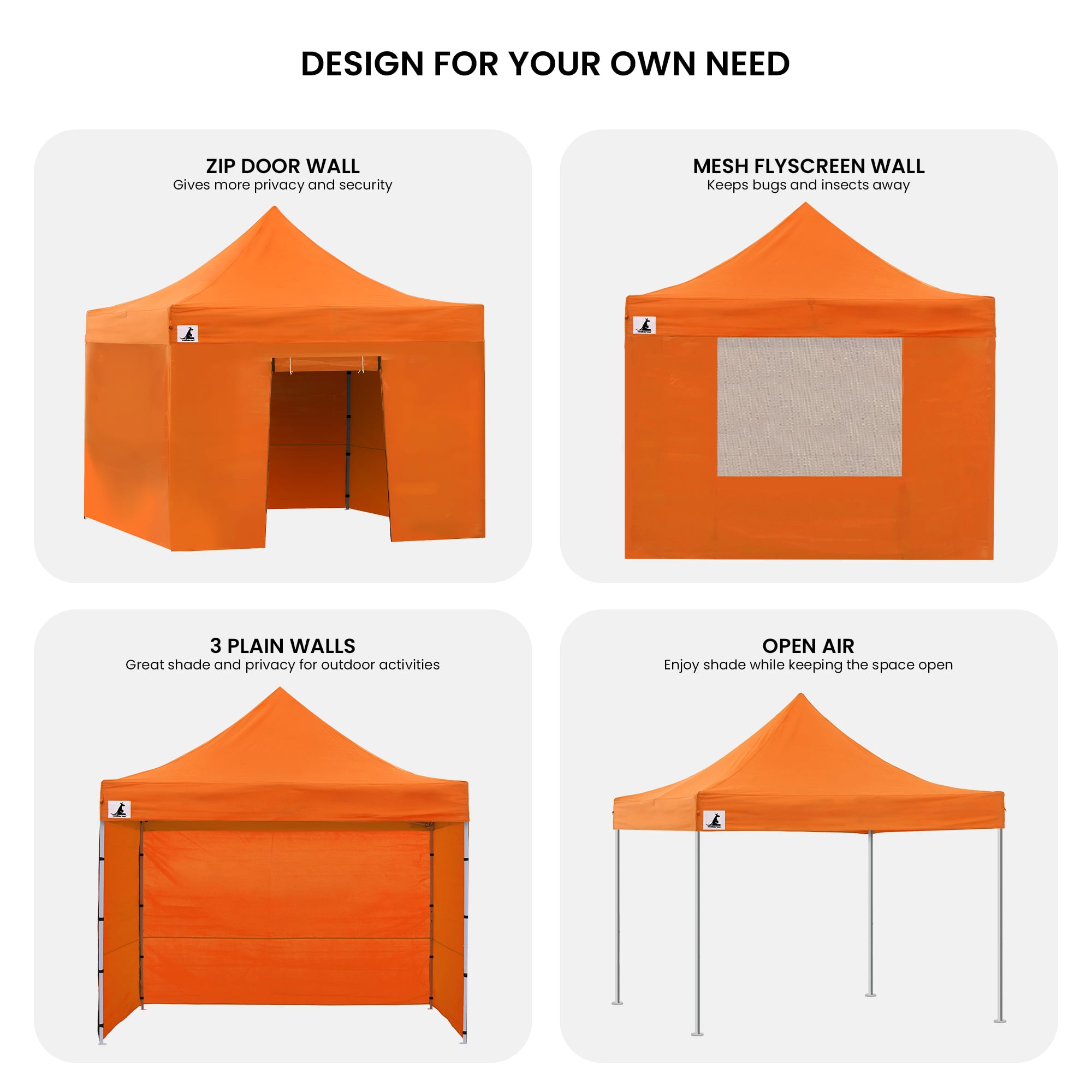 Wallaroo Gazebo Tent Marquee 3x3 PopUp Outdoor - Orange V240-GAZ-POP-3X3-OR