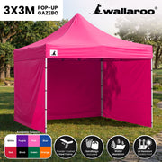 Wallaroo Gazebo Tent Marquee 3x3 PopUp Outdoor Pink V240-GAZ-POP-3X3-PK