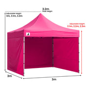 Wallaroo Gazebo Tent Marquee 3x3 PopUp Outdoor Pink V240-GAZ-POP-3X3-PK