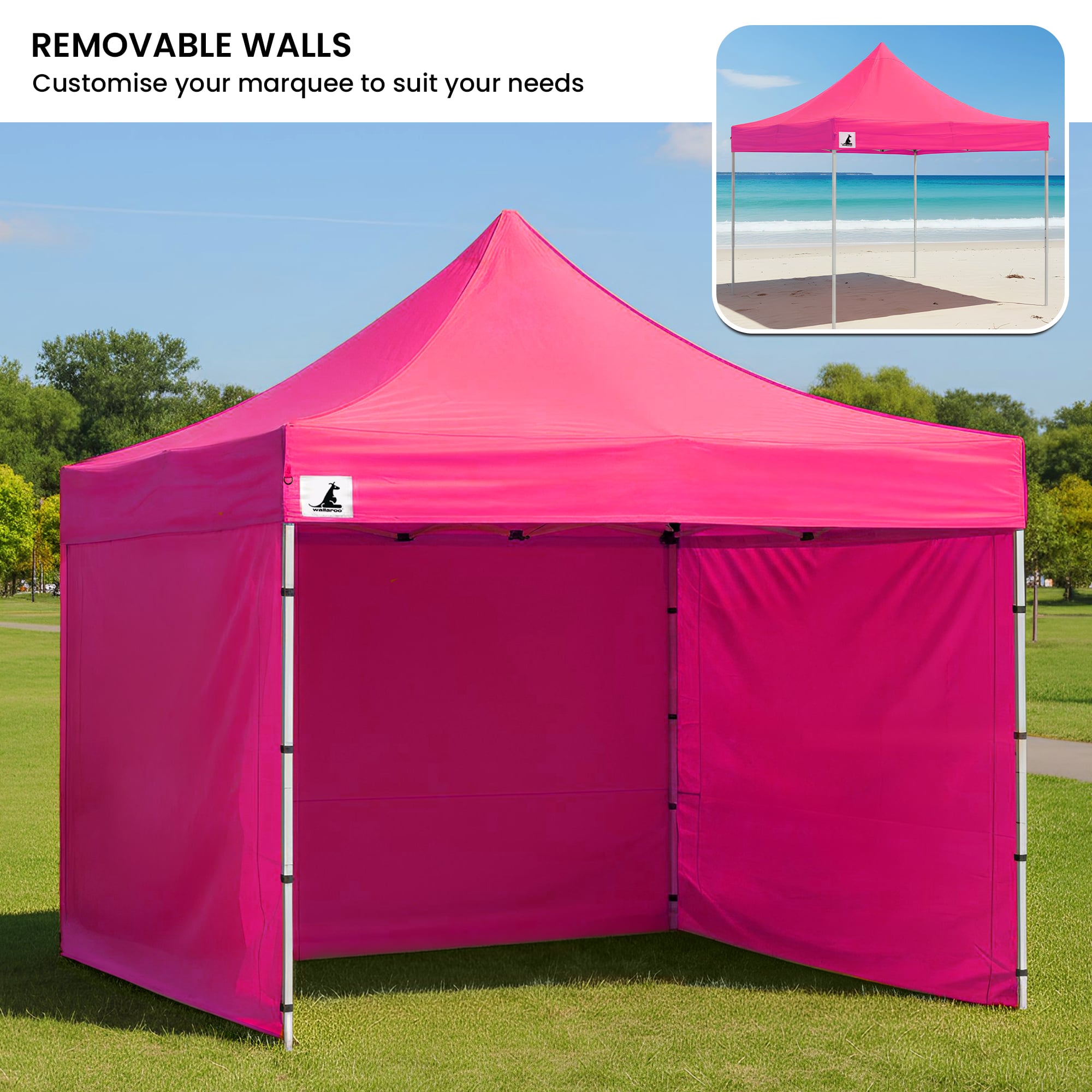 Wallaroo Gazebo Tent Marquee 3x3 PopUp Outdoor Pink V240-GAZ-POP-3X3-PK