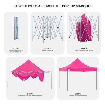 Wallaroo Gazebo Tent Marquee 3x3 PopUp Outdoor Pink V240-GAZ-POP-3X3-PK
