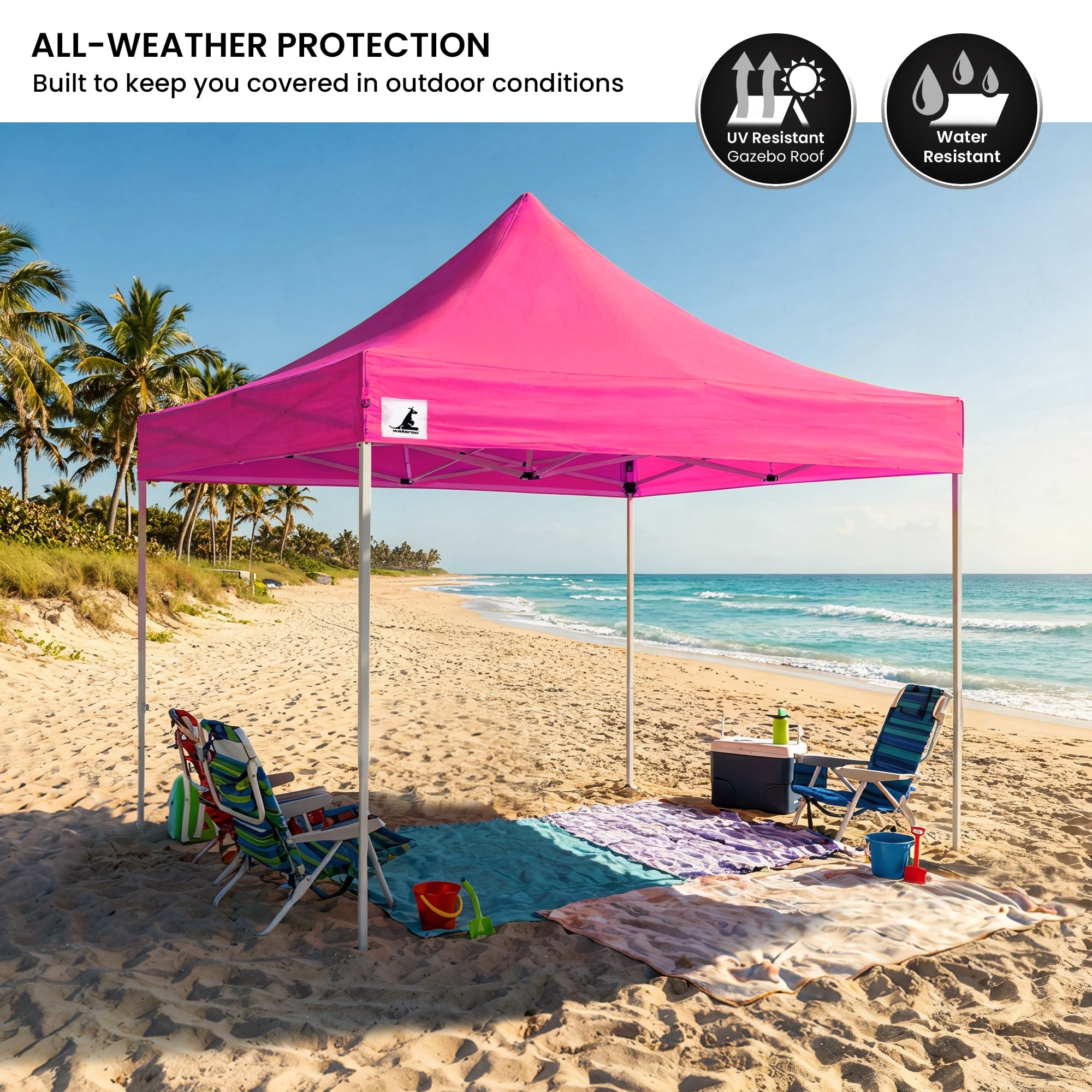 Wallaroo Gazebo Tent Marquee 3x3 PopUp Outdoor Pink V240-GAZ-POP-3X3-PK