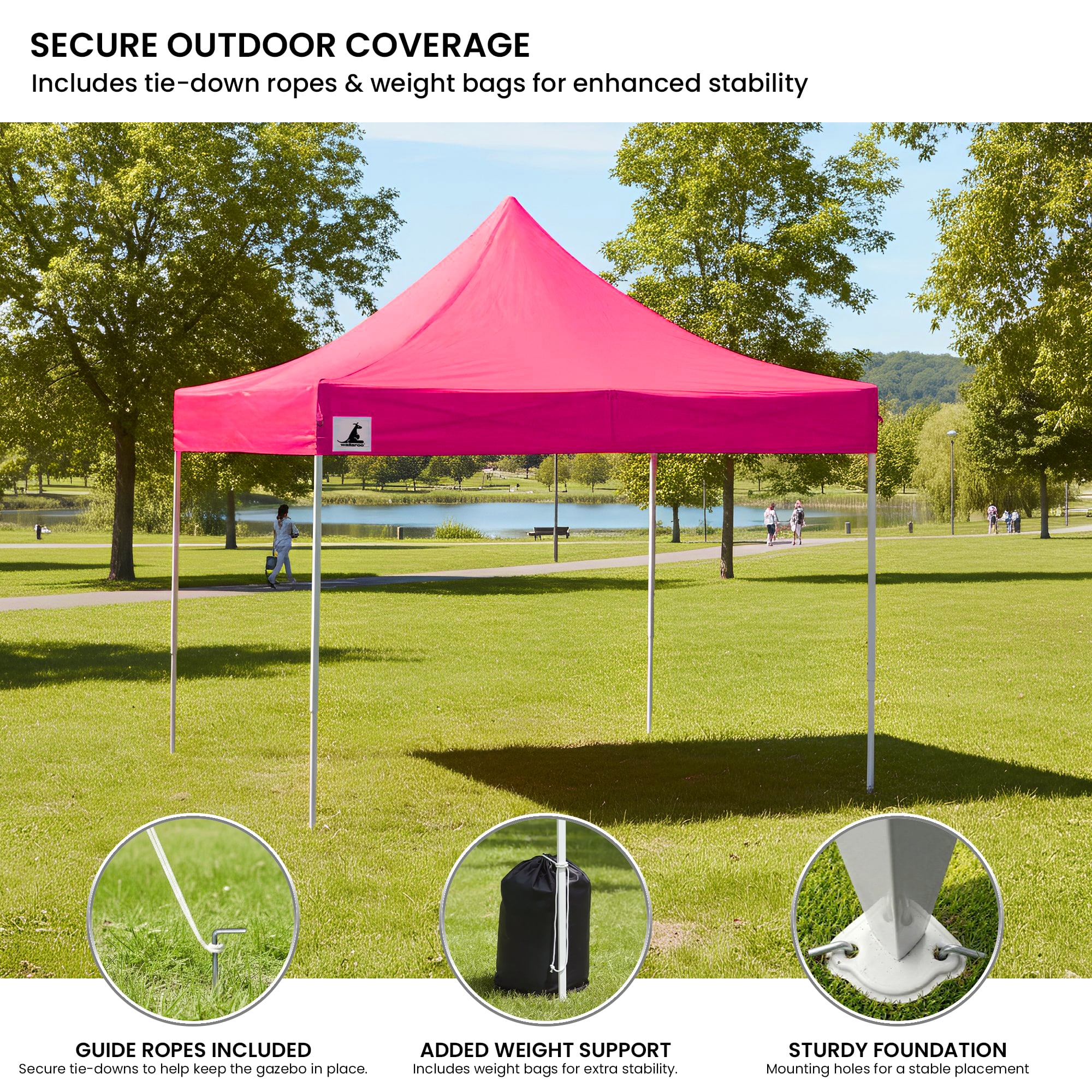 Wallaroo Gazebo Tent Marquee 3x3 PopUp Outdoor Pink V240-GAZ-POP-3X3-PK