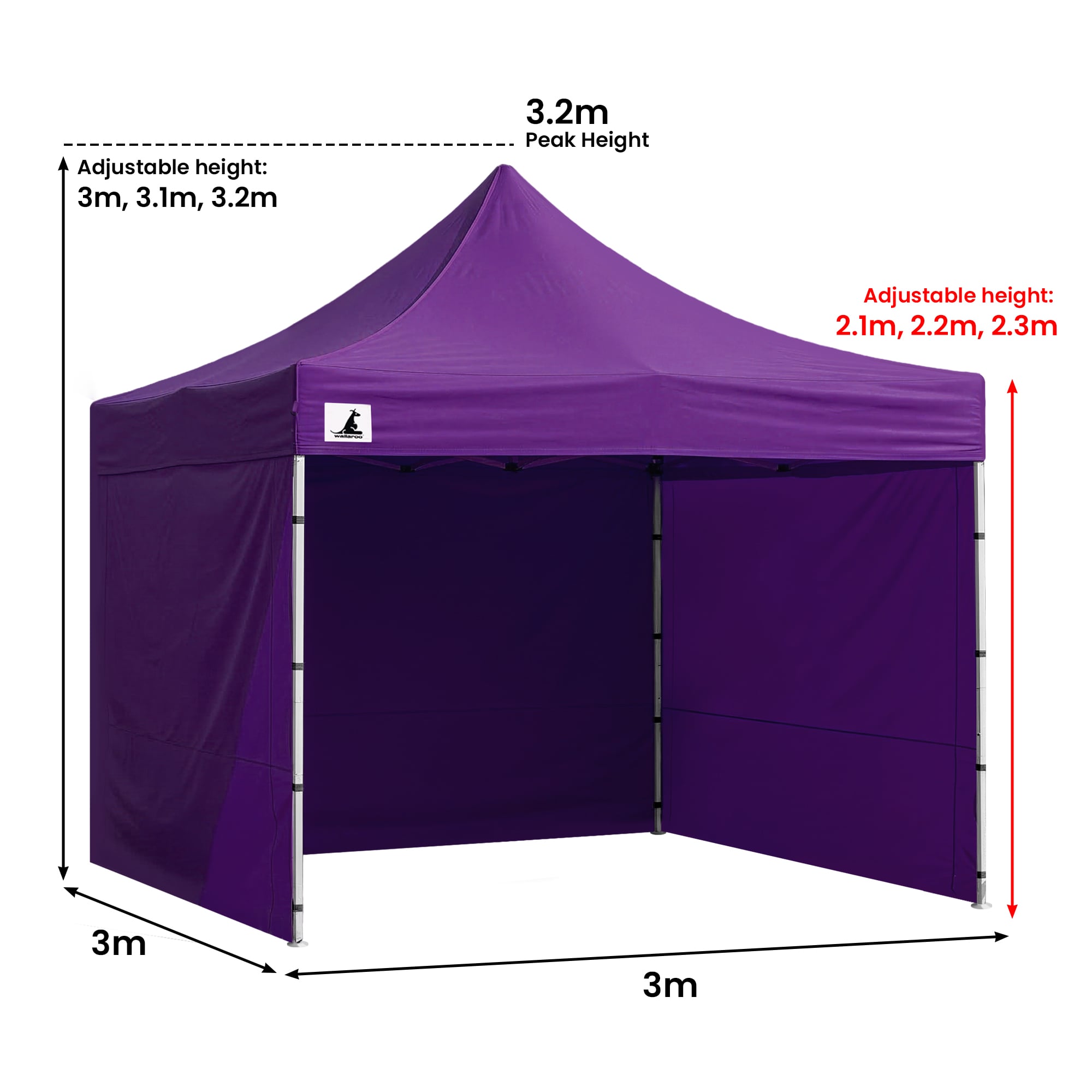 Wallaroo Gazebo Tent Marquee 3x3 PopUp Outdoor Purple V240-GAZ-POP-3X3-PU